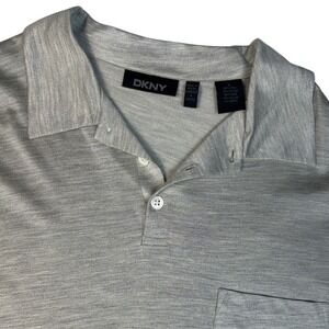 Donna Karan New York Mens Large Silk Shirt Heather Gray Casual‎ DKNY Pullover
